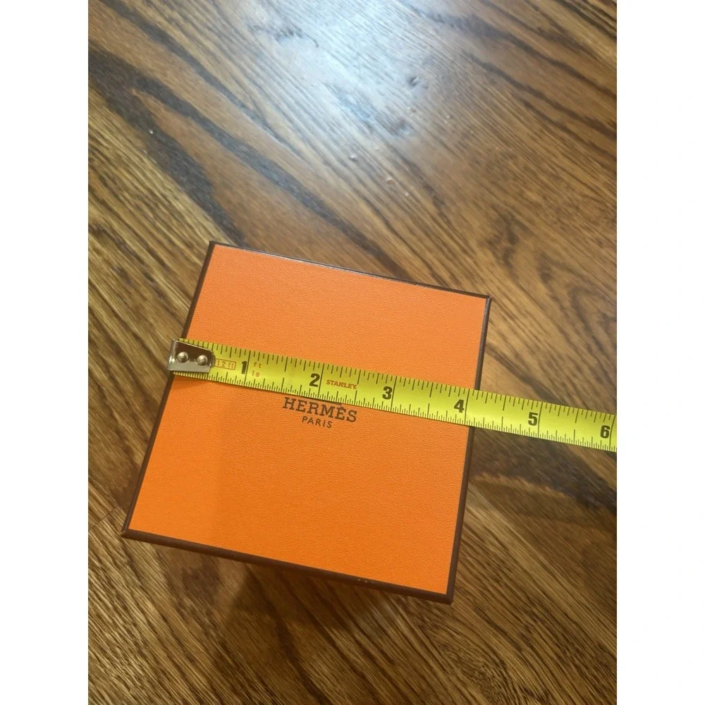 Hermes Authentic Empty Orange Jewelry Box Felt Pouch 4